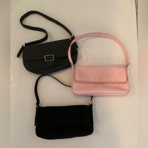 Vintage 90’s Y2K Baguette Bag Bundle Esprit Pink-Gray Heather-Minimalist Black